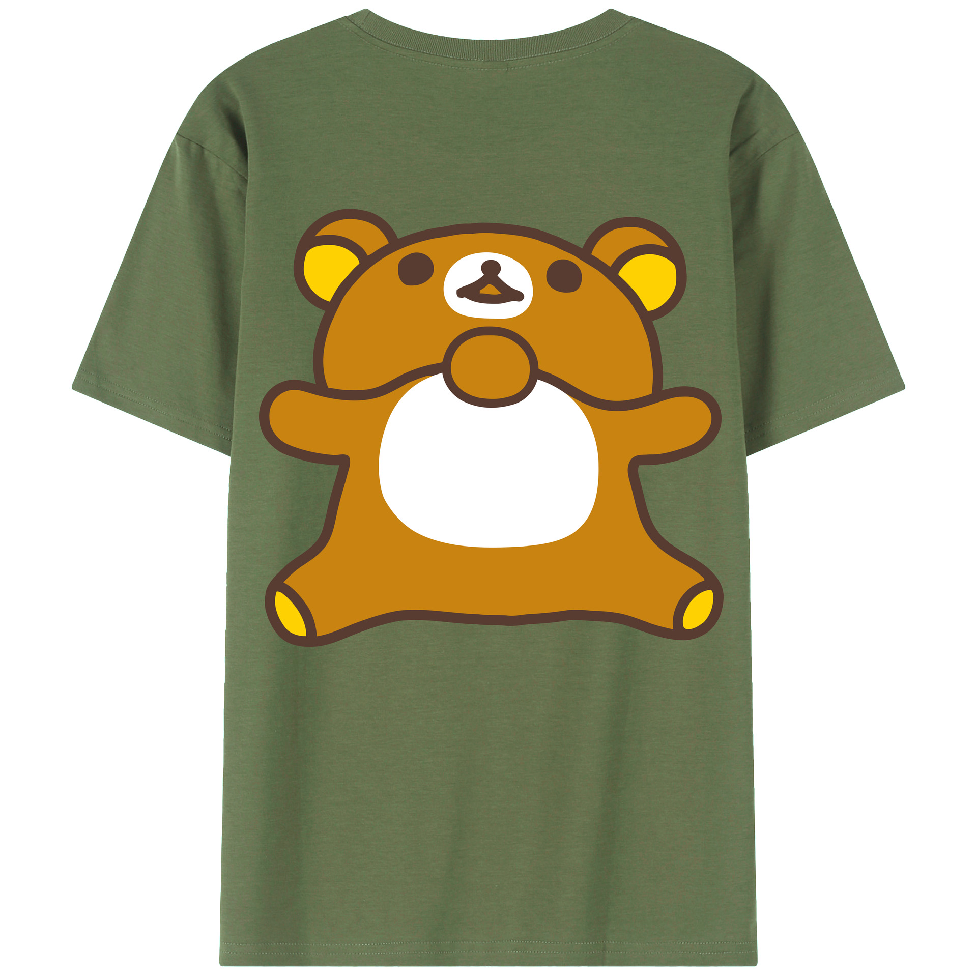 （画像用） リラックマ リラックマ キイロイトリ Rilakkuma Korilakkuma Kiiroitori 綿100％ メンズ半袖Tシャツ（バックプリント） 通気性